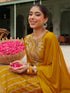 Janasya Women's Mustard Silk Blend Embroidered Straight Kurta Set